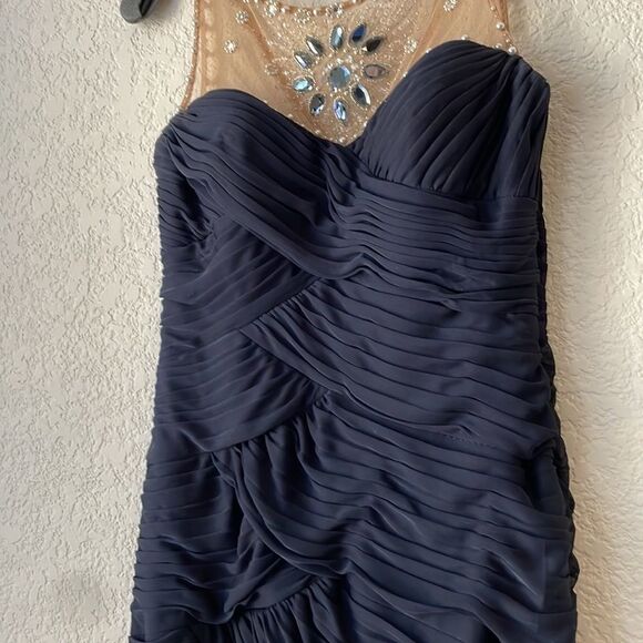 𝅺cache Navy Sleeveless Ruched Sheath Party Dress Size 2 - Picture 5 of 11